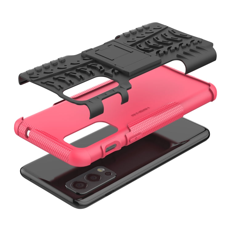 For OnePlus Nord 2 5G Tire Texture Shockproof TPU+PC Protective Case with Holder
