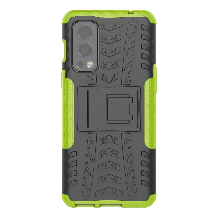 For OnePlus Nord 2 5G Tire Texture Shockproof TPU+PC Protective Case with Holder