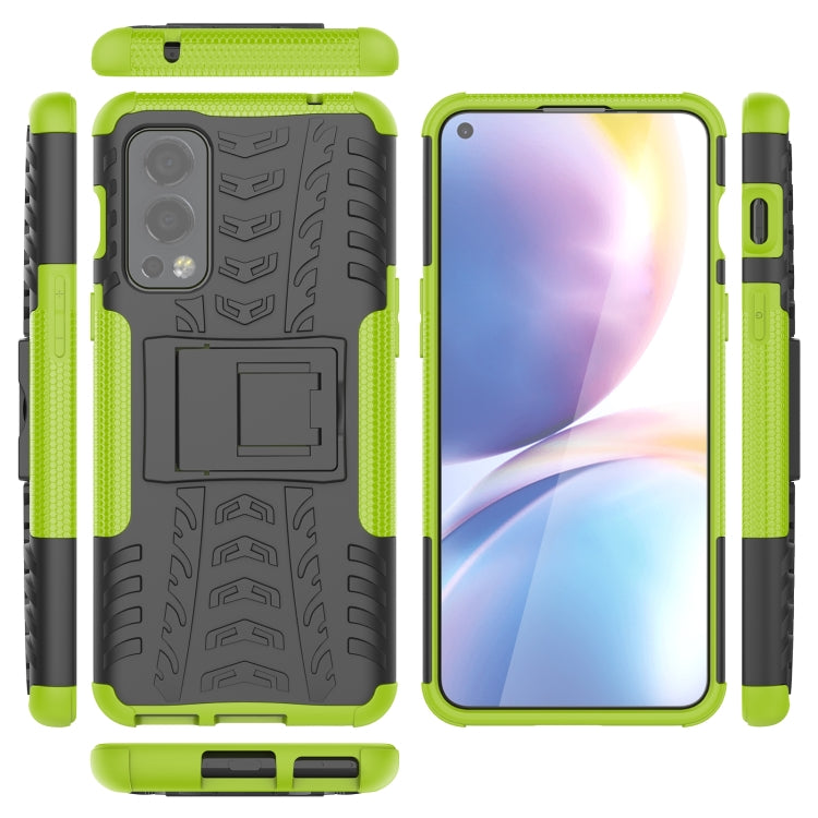For OnePlus Nord 2 5G Tire Texture Shockproof TPU+PC Protective Case with Holder