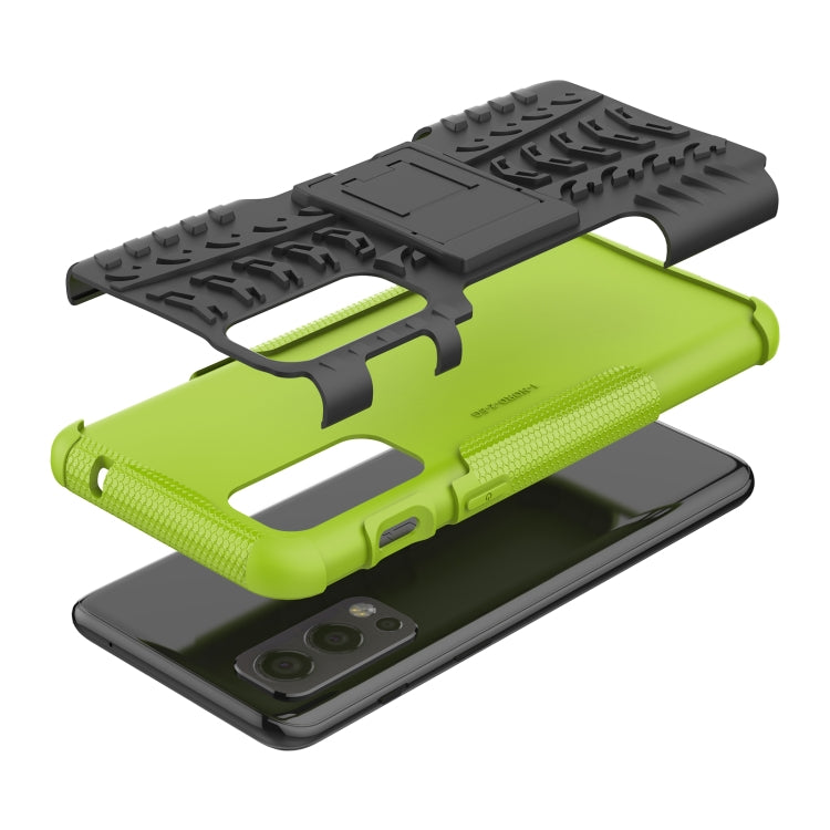 For OnePlus Nord 2 5G Tire Texture Shockproof TPU+PC Protective Case with Holder