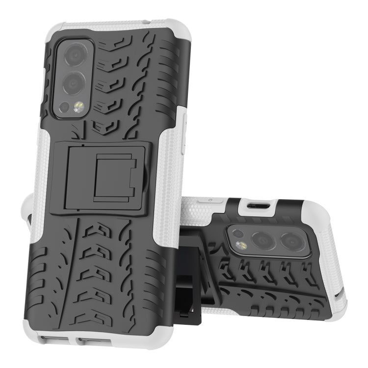 For OnePlus Nord 2 5G Tire Texture Shockproof TPU+PC Protective Case with Holder