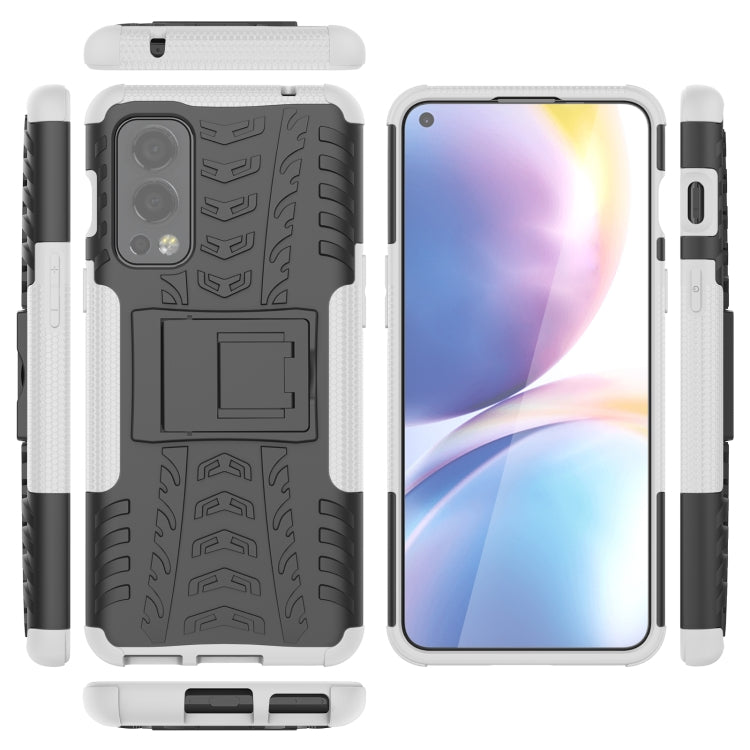 For OnePlus Nord 2 5G Tire Texture Shockproof TPU+PC Protective Case with Holder