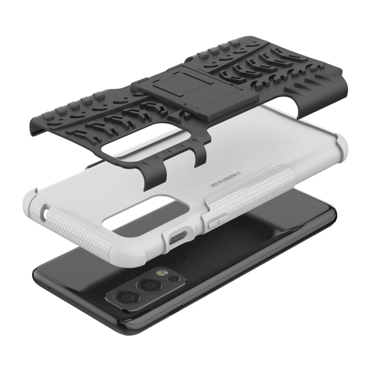For OnePlus Nord 2 5G Tire Texture Shockproof TPU+PC Protective Case with Holder