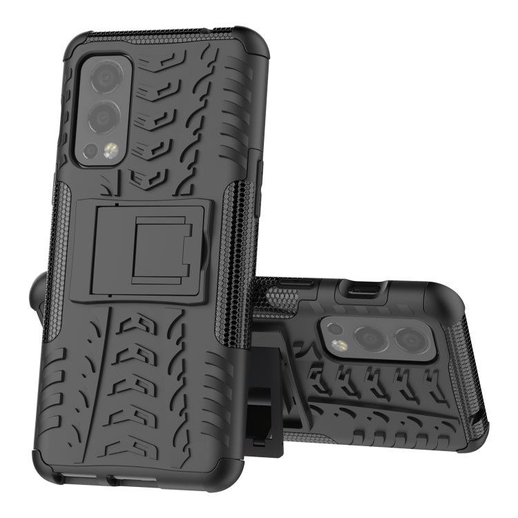 For OnePlus Nord 2 5G Tire Texture Shockproof TPU+PC Protective Case with Holder