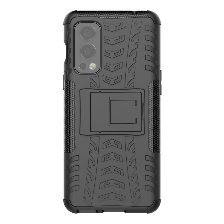For OnePlus Nord 2 5G Tire Texture Shockproof TPU+PC Protective Case with Holder