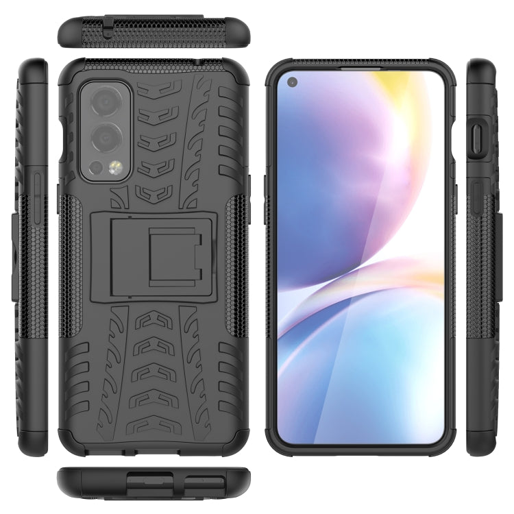 For OnePlus Nord 2 5G Tire Texture Shockproof TPU+PC Protective Case with Holder