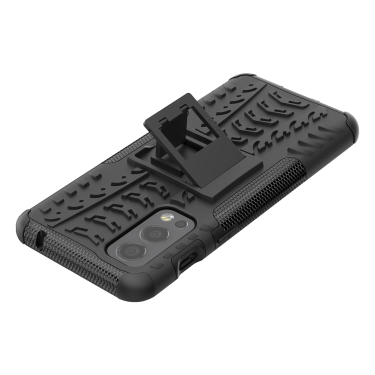For OnePlus Nord 2 5G Tire Texture Shockproof TPU+PC Protective Case with Holder