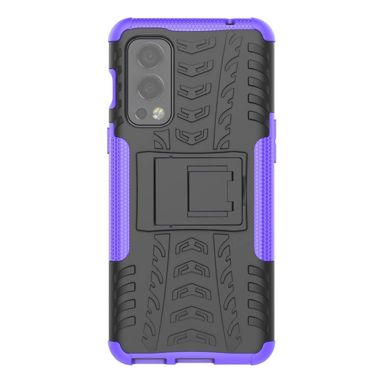 For OnePlus Nord 2 5G Tire Texture Shockproof TPU+PC Protective Case with Holder