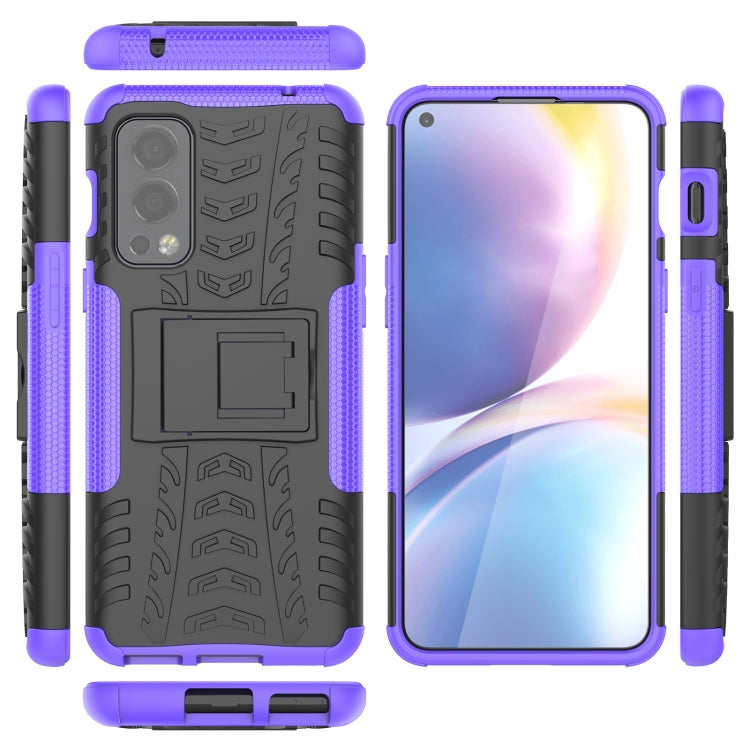 For OnePlus Nord 2 5G Tire Texture Shockproof TPU+PC Protective Case with Holder