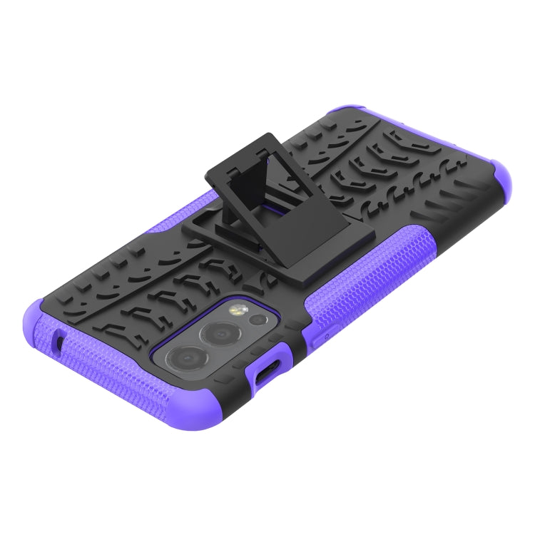 For OnePlus Nord 2 5G Tire Texture Shockproof TPU+PC Protective Case with Holder