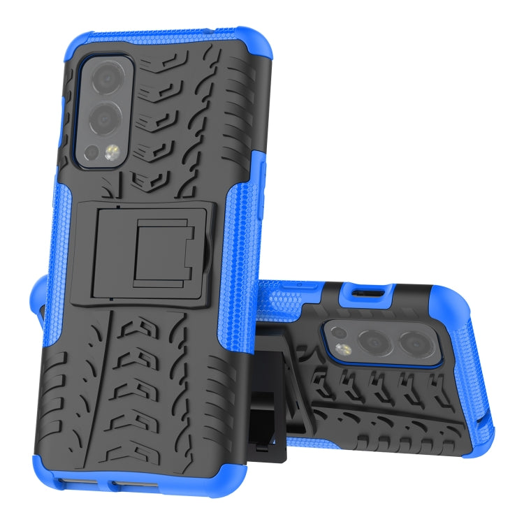 For OnePlus Nord 2 5G Tire Texture Shockproof TPU+PC Protective Case with Holder
