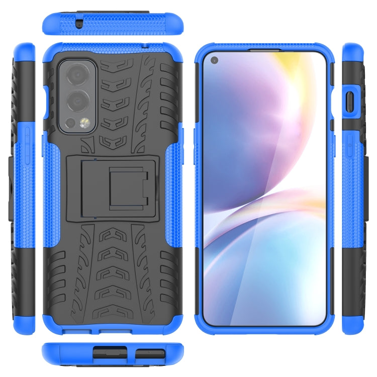 For OnePlus Nord 2 5G Tire Texture Shockproof TPU+PC Protective Case with Holder