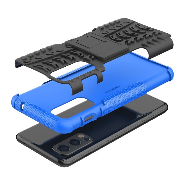 For OnePlus Nord 2 5G Tire Texture Shockproof TPU+PC Protective Case with Holder