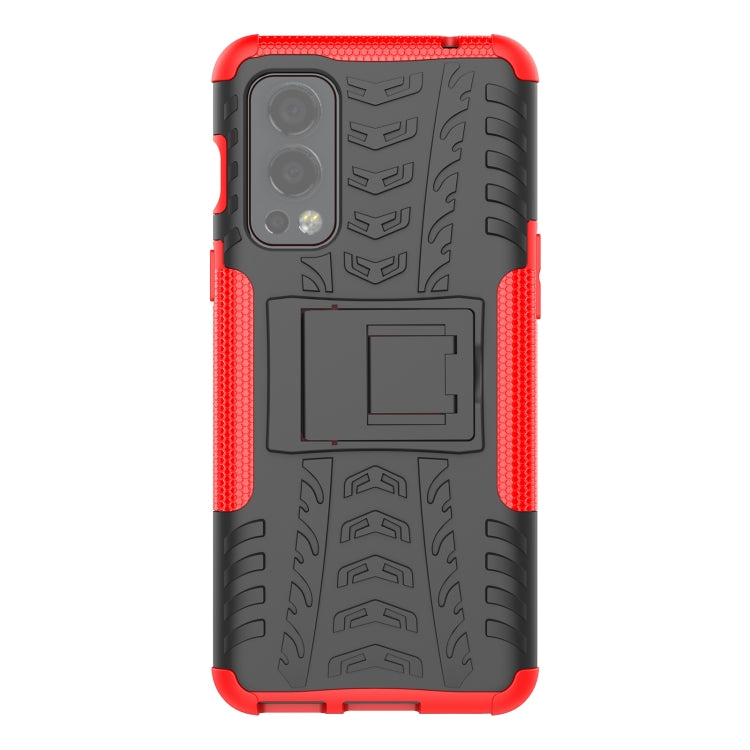 For OnePlus Nord 2 5G Tire Texture Shockproof TPU+PC Protective Case with Holder
