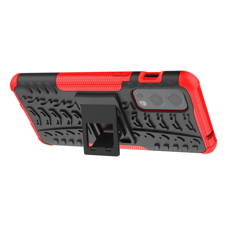 For OnePlus Nord 2 5G Tire Texture Shockproof TPU+PC Protective Case with Holder