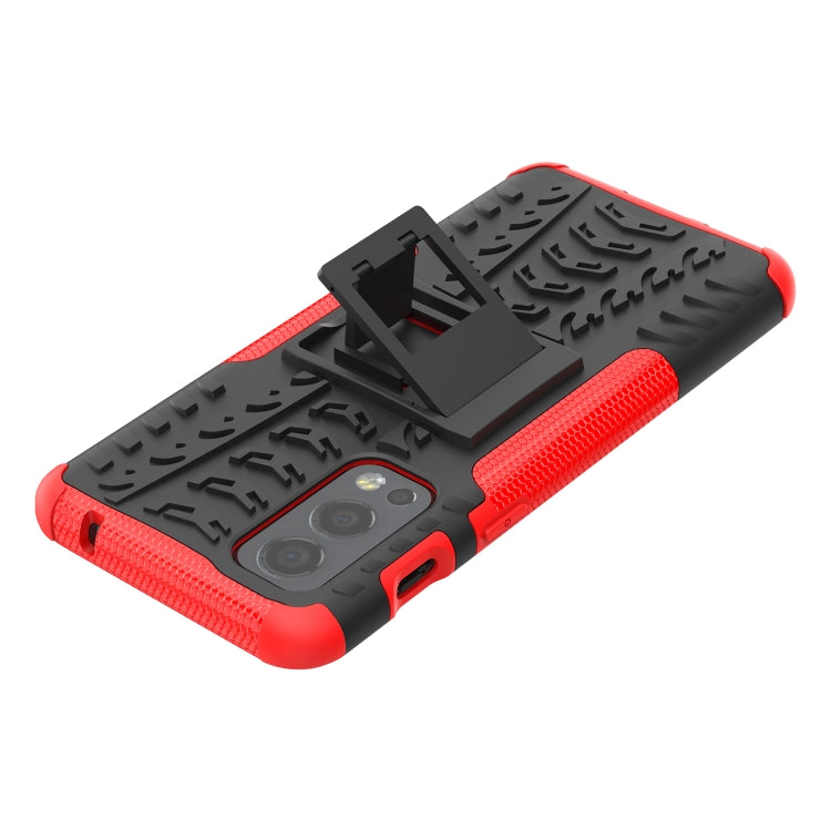 For OnePlus Nord 2 5G Tire Texture Shockproof TPU+PC Protective Case with Holder