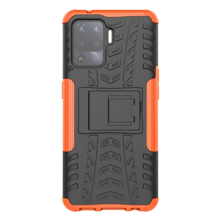 For OPPO A94 4G Tire Texture Shockproof TPU+PC Protective Case with Holder