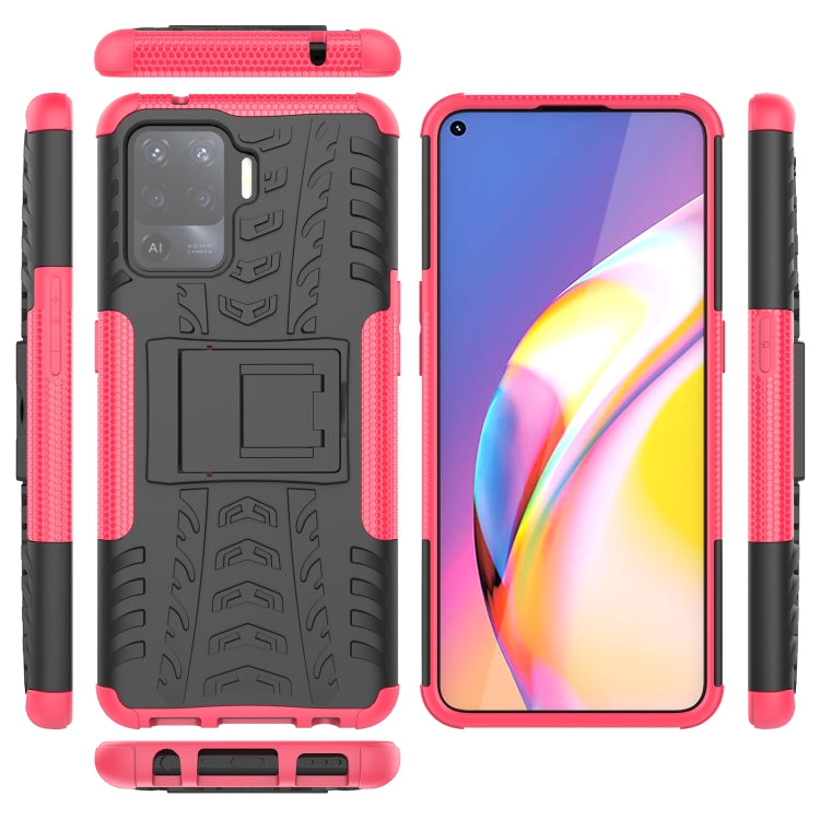 For OPPO A94 4G Tire Texture Shockproof TPU+PC Protective Case with Holder