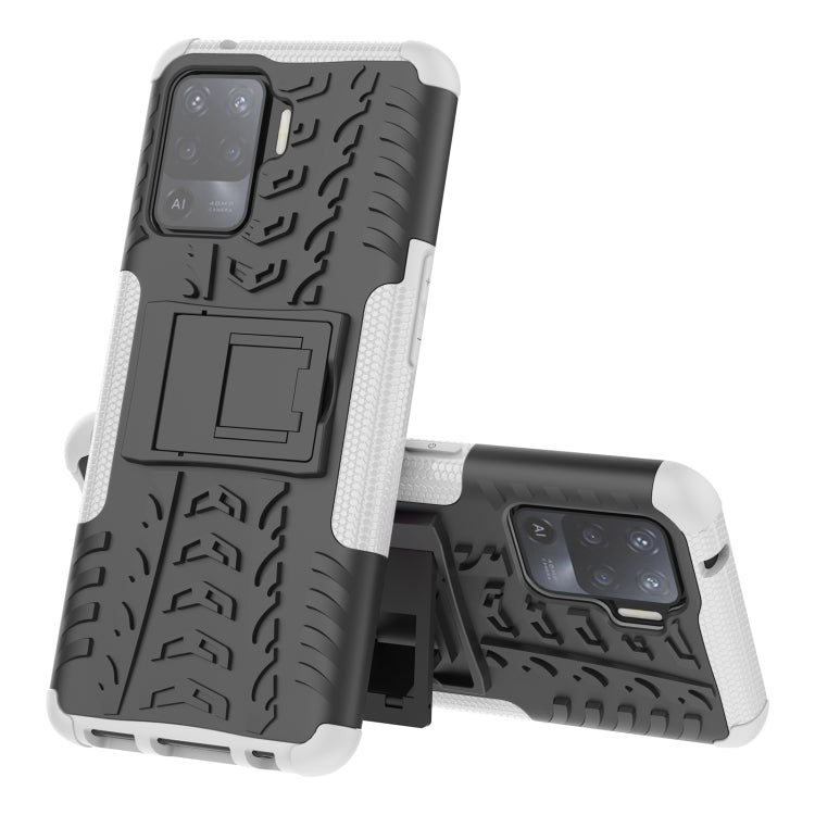 For OPPO A94 4G Tire Texture Shockproof TPU+PC Protective Case with Holder