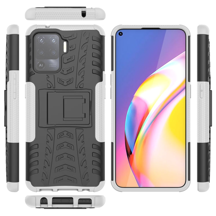For OPPO A94 4G Tire Texture Shockproof TPU+PC Protective Case with Holder