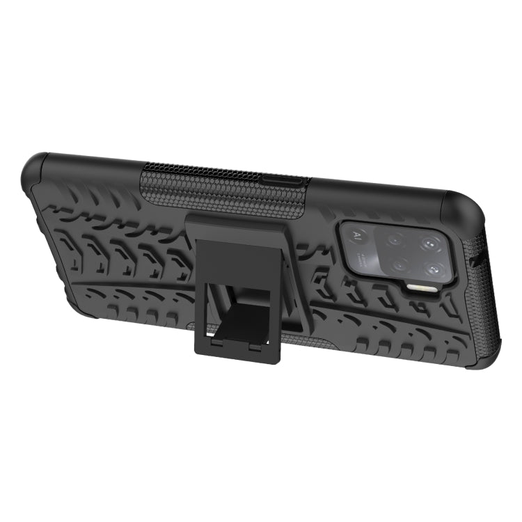 For OPPO A94 4G Tire Texture Shockproof TPU+PC Protective Case with Holder