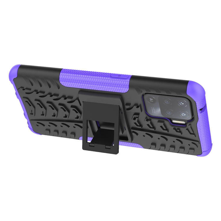 For OPPO A94 4G Tire Texture Shockproof TPU+PC Protective Case with Holder