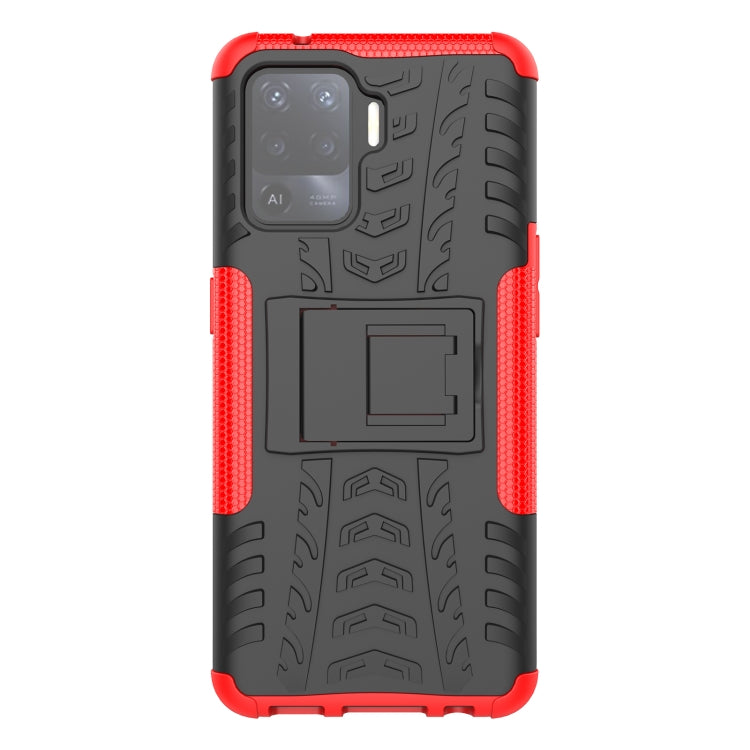 For OPPO A94 4G Tire Texture Shockproof TPU+PC Protective Case with Holder