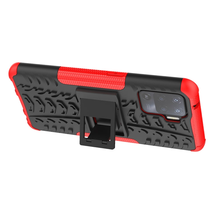 For OPPO A94 4G Tire Texture Shockproof TPU+PC Protective Case with Holder