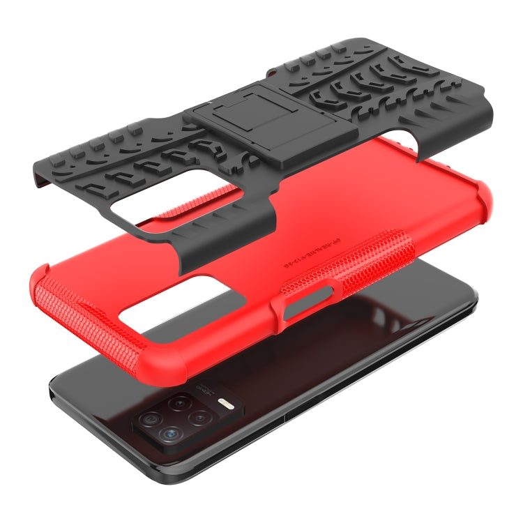 For OPPO Realme V13 5G Tire Texture Shockproof TPU+PC Protective Case with Holder