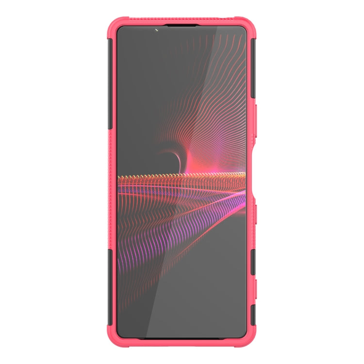 For Sony Xperia 1 III Tire Texture Shockproof TPU+PC Protective Case with Holder