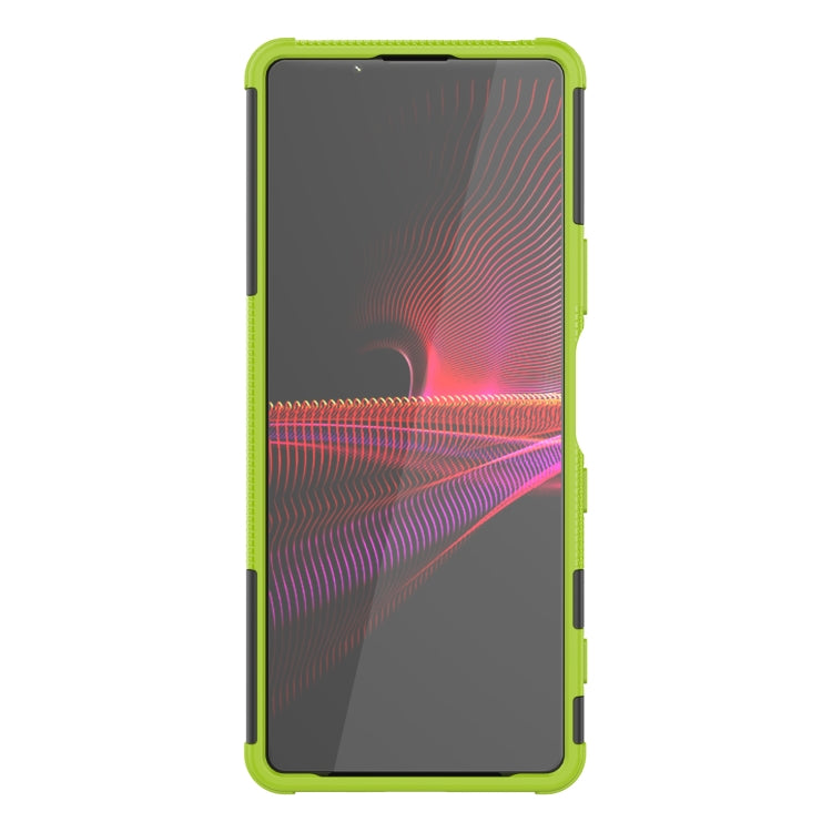 For Sony Xperia 1 III Tire Texture Shockproof TPU+PC Protective Case with Holder