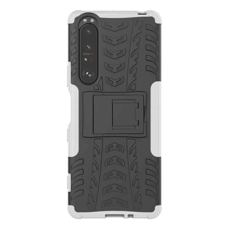 For Sony Xperia 1 III Tire Texture Shockproof TPU+PC Protective Case with Holder