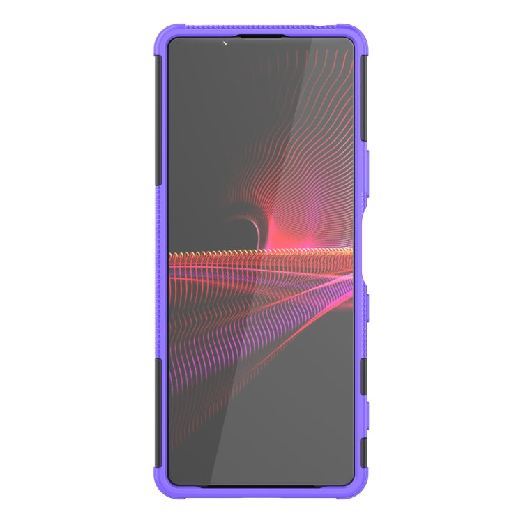 For Sony Xperia 1 III Tire Texture Shockproof TPU+PC Protective Case with Holder