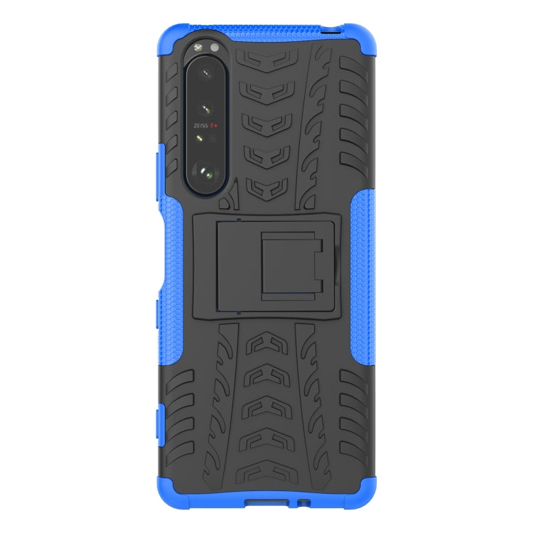 For Sony Xperia 1 III Tire Texture Shockproof TPU+PC Protective Case with Holder