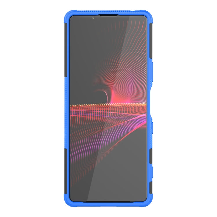 For Sony Xperia 1 III Tire Texture Shockproof TPU+PC Protective Case with Holder