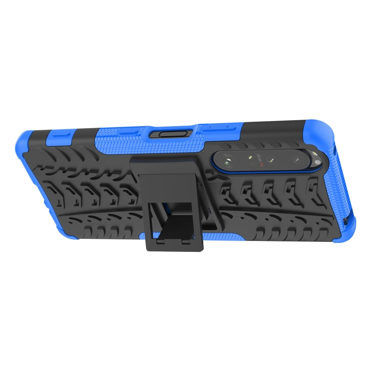 For Sony Xperia 1 III Tire Texture Shockproof TPU+PC Protective Case with Holder