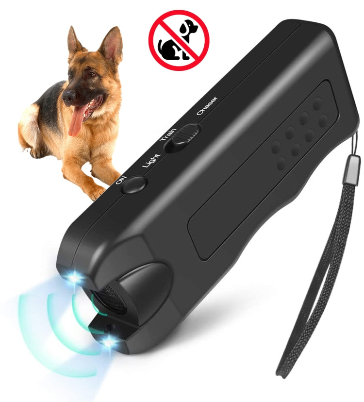 RC-521 Handheld Portable Ultrasonic Dog Repeller with LED Lights(Black)