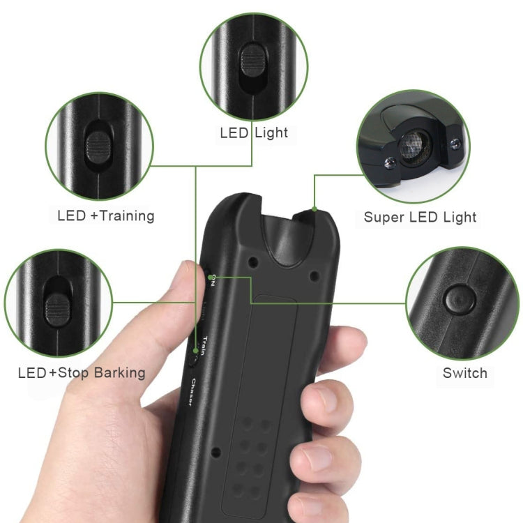 RC-521 Handheld Portable Ultrasonic Dog Repeller with LED Lights(Black)