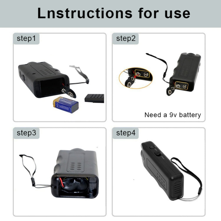 RC-521 Handheld Portable Ultrasonic Dog Repeller with LED Lights(Black)
