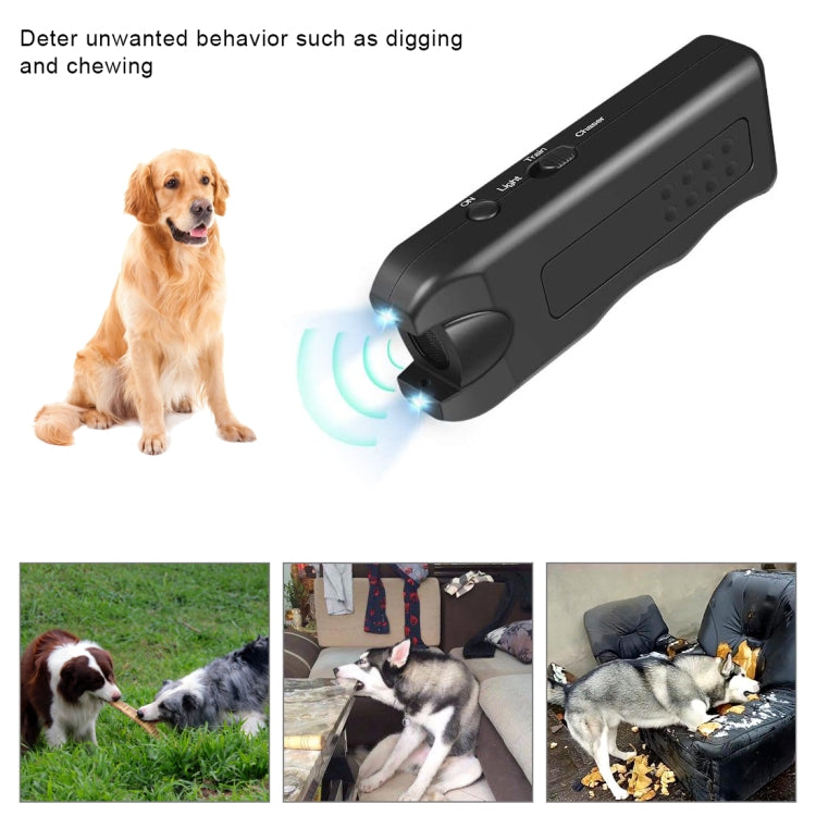 RC-521 Handheld Portable Ultrasonic Dog Repeller with LED Lights(Black)