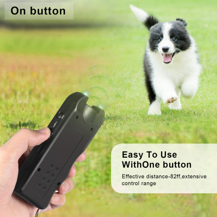 RC-521 Handheld Portable Ultrasonic Dog Repeller with LED Lights(Black)
