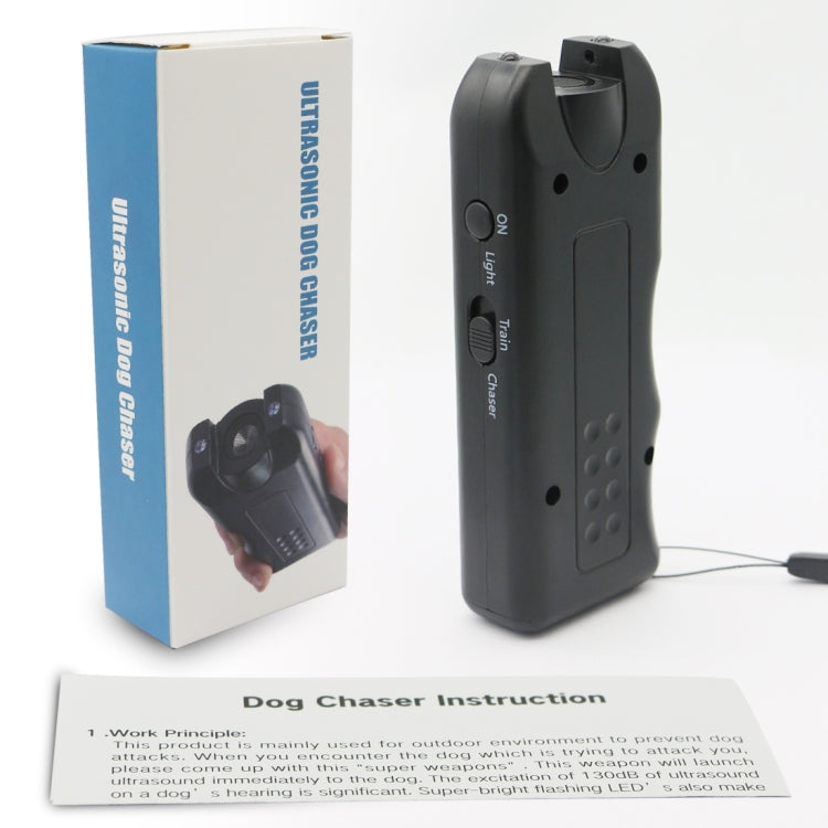 RC-521 Handheld Portable Ultrasonic Dog Repeller with LED Lights(Black)