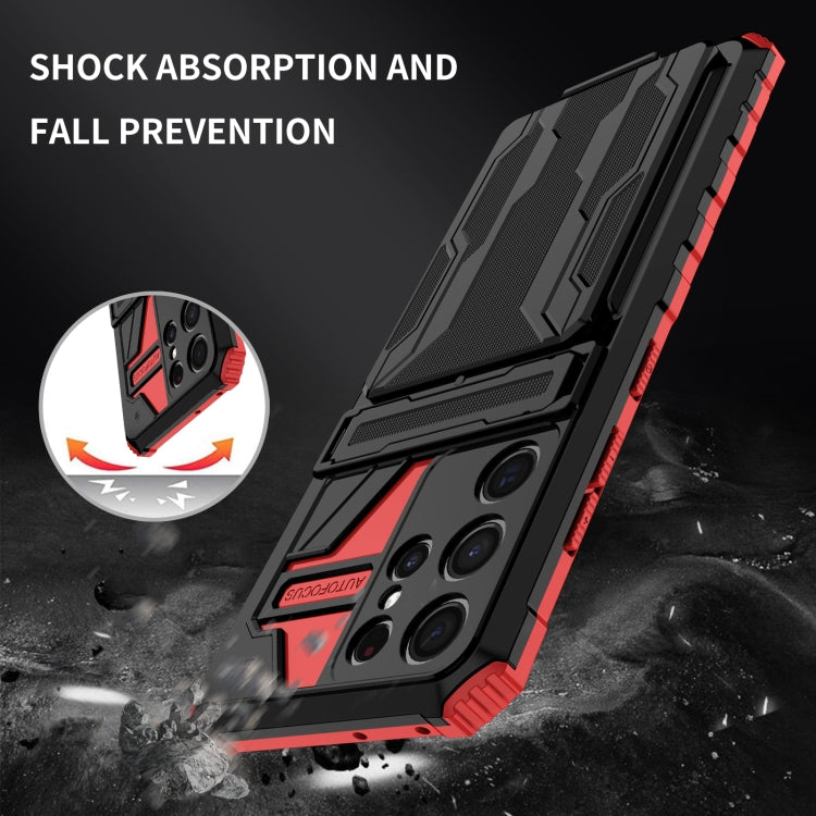 For Samsung Galaxy S21 5G Armor Card PC + TPU Shockproof Case with Card Slot & Invisible Holder