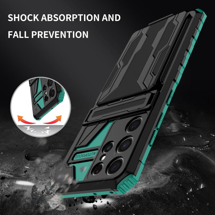 For Samsung Galaxy S21 5G Armor Card PC + TPU Shockproof Case with Card Slot & Invisible Holder