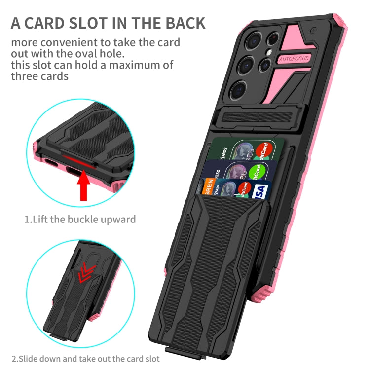 For Samsung Galaxy S21+ 5G Armor Card PC + TPU Shockproof Case with Card Slot & Invisible Holder