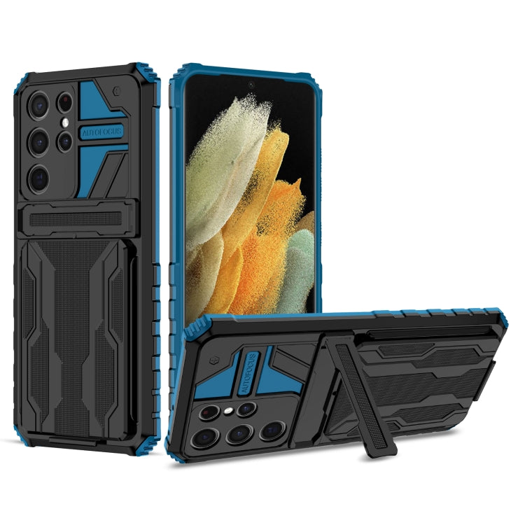 For Samsung Galaxy S21+ 5G Armor Card PC + TPU Shockproof Case with Card Slot & Invisible Holder