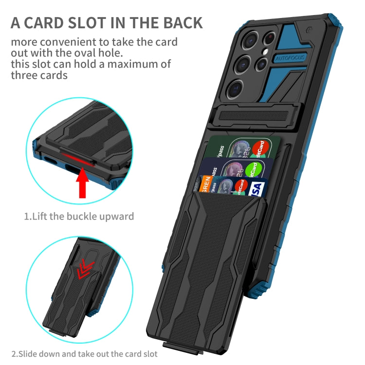 For Samsung Galaxy S21+ 5G Armor Card PC + TPU Shockproof Case with Card Slot & Invisible Holder