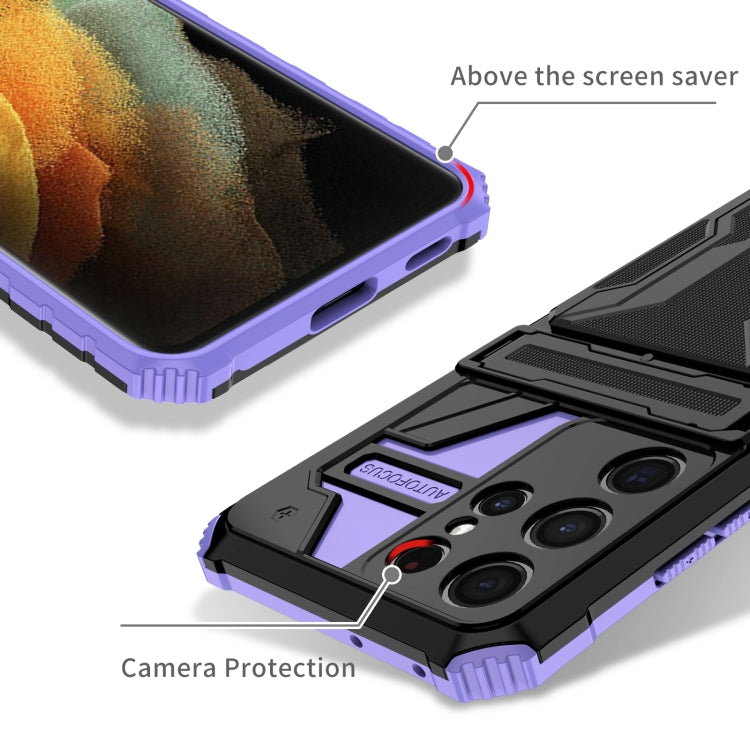 For Samsung Galaxy S21+ 5G Armor Card PC + TPU Shockproof Case with Card Slot & Invisible Holder