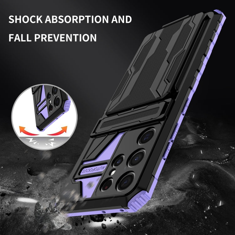 For Samsung Galaxy S21+ 5G Armor Card PC + TPU Shockproof Case with Card Slot & Invisible Holder