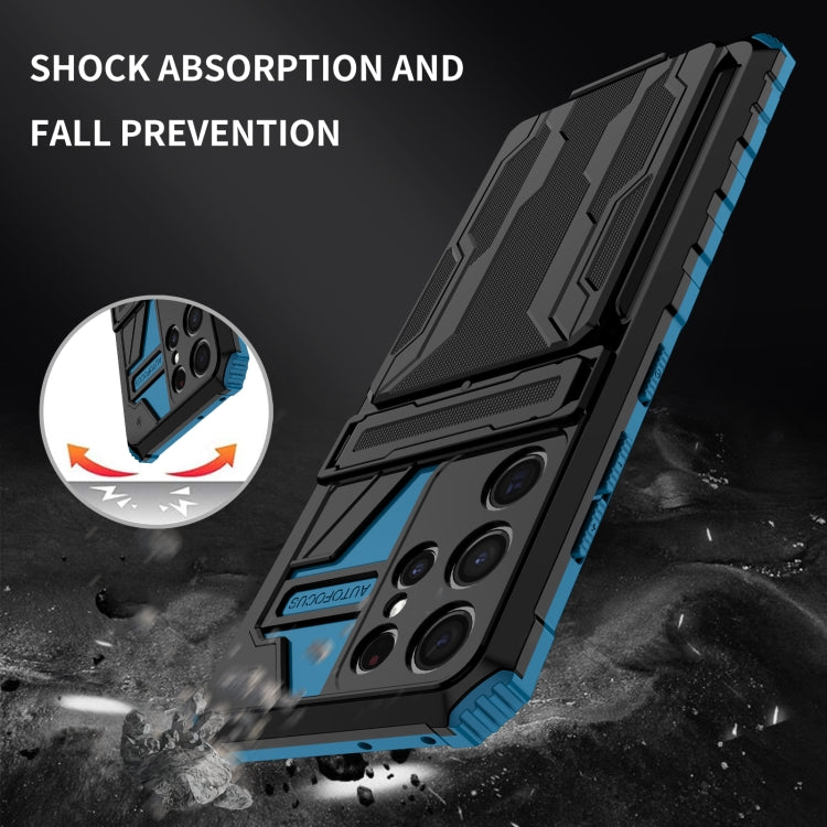 For Samsung Galaxy S21 Ultra 5G Armor Card PC + TPU Shockproof Case with Card Slot & Invisible Holder